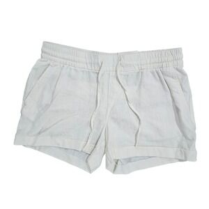 Old Navy Women M White Linen Blend Drawstring Pull-On Shorts Casual